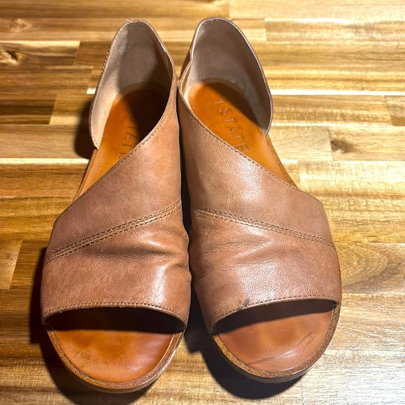 1. State Shoes - 1. State Open Toe Brown leather flats size 8.5